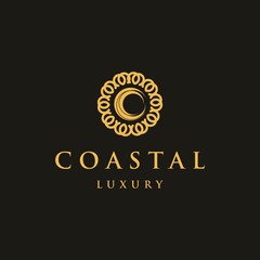 Letter C Wave Coastal Luxury Frame Creative Icon Logo Design Template Element Vector