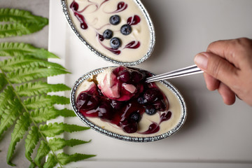 Blueberry pie fresh creamy cottage cheese dessert