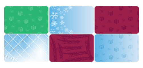 colored vector cards with gift boxes and abstractions for holidays