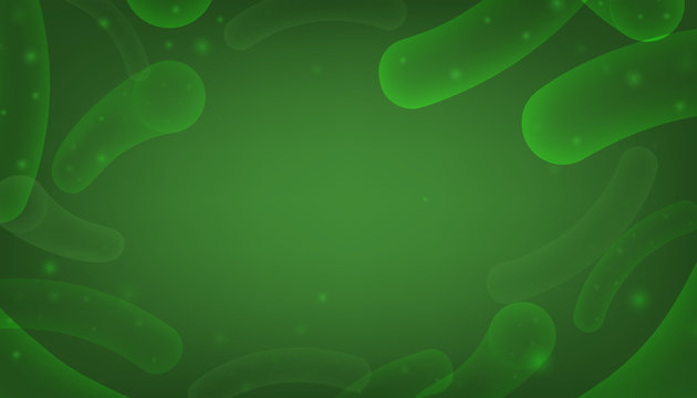 Probiotics bacteria realistic banner with microorganisms vector illustration.