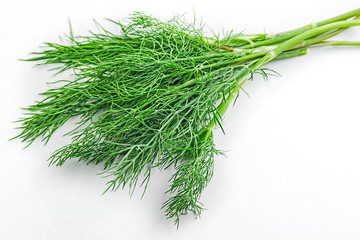 Dill weed. Fresh dill greens. Fennel isolated on white