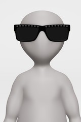 3D Render of Cartoon Character with Glasses