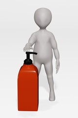 3D Render of Cartoon Character with Lotion