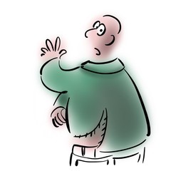 Man shows tear on his back