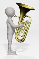 Obraz na płótnie Canvas 3D Render of Cartoon Character with Tuba