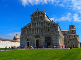 Fototapeta premium View of the Pisa Cathedral (Duomo di Pisa) in Pisa, Italy. It is located in Miracoli Square (Piazza dei Miracoli).