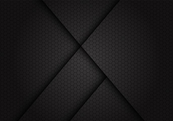 Obraz premium Abstract dark grey line shadow on hexagon mesh design modern futuristic background vector illustration.