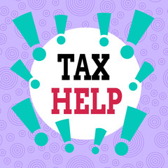 Handwriting text writing Tax Help. Conceptual photo Assistance from the compulsory contribution to the state revenue Asymmetrical uneven shaped format pattern object outline multicolour design