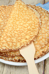 Breton crepes on a wooden table