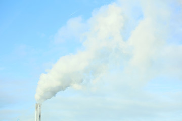 Industrial smoke in the blue sky background high quality prints
