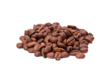 Coffee beans isolated on a white background area for copy space.