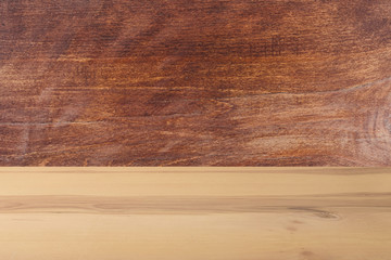 Wooden board empty table in front of a blurred background. Perspective brown wood over blurry background - can be used to showcase or assemble your products. Mock up to display the product.