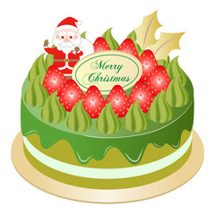クリスマスケーキ　抹茶　白背景