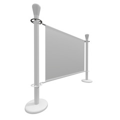 Obraz premium Blank Banner Stand. Trade show booth white and blank. 3d render isolated on white background. High Resolution Template for your design.