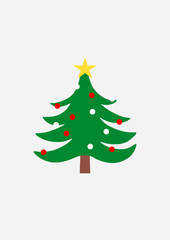 Flat Christmas tree digital graphic illustration 