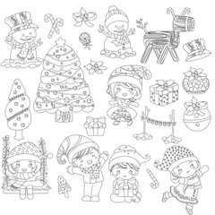 kids at Christmas black and white