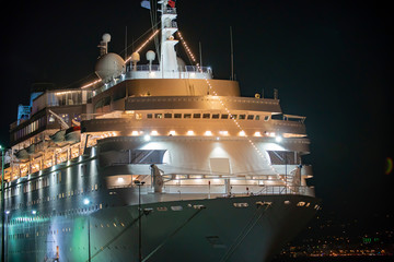 Beautiful white giant luxury cruise ship