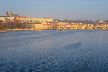 Fototapeta na wymiar View of Castle and Charles Bridge in Prague