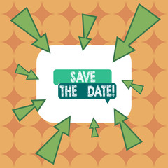 Word writing text Save The Date. Business photo showcasing Organizing events well make day special event organizers Asymmetrical uneven shaped format pattern object outline multicolour design