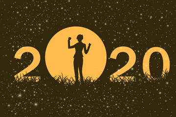 Fototapeta premium 2020, achievement, annual, best, carefree, celebrate, celebration, cheerful, cloud, day, dream, eve, excitement, field, fly, freedom, future, goal, happiness, happy, holiday, improvement, inspiration,