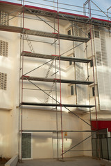 Scaffolding in a building site