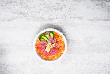 japanese food Mix Sashimi Chirashi Rice Bowl