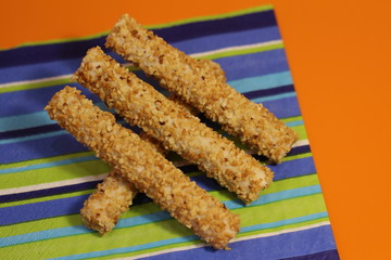 sweet tubes on a striped napkin