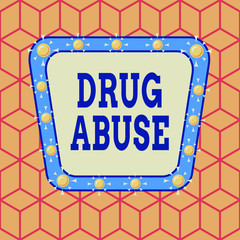 Conceptual hand writing showing Drug Abuse. Concept meaning the habitual taking of addictive or illegal chemical substances Asymmetrical uneven shaped pattern object multicolour design