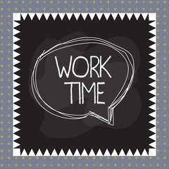 Word writing text Work Time. Business photo showcasing period starts when temporary workers are engaged at a worksite Speaking bubble inside asymmetrical shaped object outline multicolor design