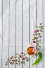 tea made from tea rose petals in a glass bowl on table