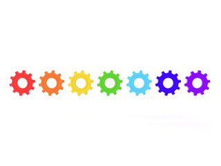 3D Rendering of multiple colored gears