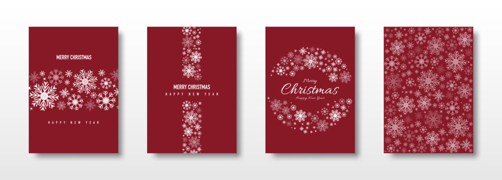 Merry Christmas card set decoration with snowflake