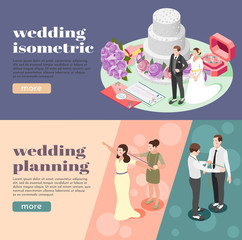 Wedding Planning Isometric Banners