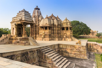 Historic monuments in the erotic temple complex of Khajuraho, India