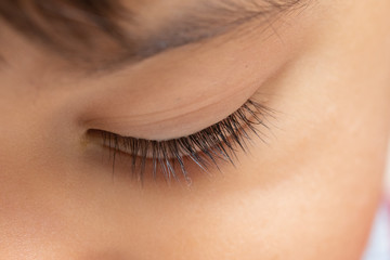 close up of a child's eye: concept of prevention and treatment of eye disorders at a young age