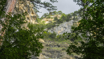 Rocky mountain. Crimean landscape.  Mountain hiking