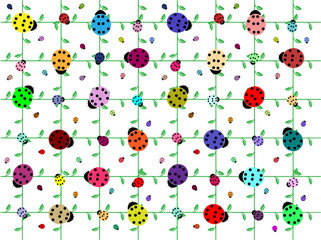 ladybugs on branches with leaves