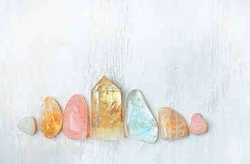 Set gemstones crystal minerals for relaxation and meditation. Magic Rock crystal for Crystal...