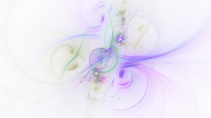 Fototapeta na wymiar Abstract blue and violet glowing shapes. Fantasy light background. Digital fractal art. 3d rendering.