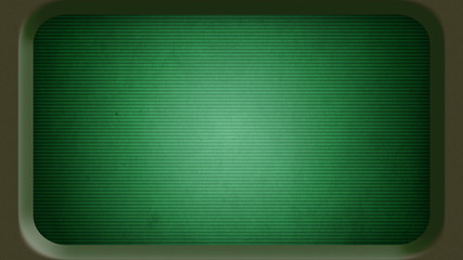 Blank old green computer terminal screen in frame - obrazy, fototapety, plakaty