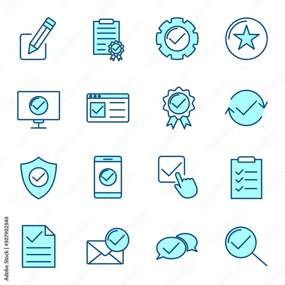 Leinwandbilder approve set icon template color editable. approve pack symbol vector sign isolated on white backgrou
