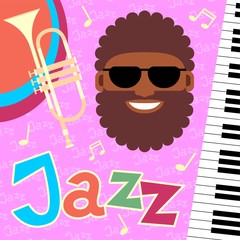 Design of posters with musicians and musical instruments for jazz festival. Colorful vector illustrations.