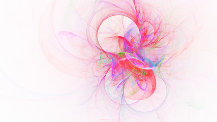 Abstract pink and red glowing shapes. Fantasy light background. Digital fractal art. 3d rendering.