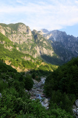 Obraz premium Valley of Theth during sunset in the alps of Albania