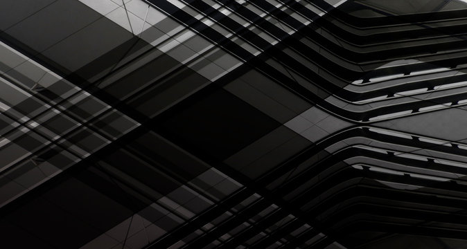Graphic desing resembling inderside view of bridge structure. Grunge abstract modern architecture background with geometric structure of parallel lines in diagonal composition.