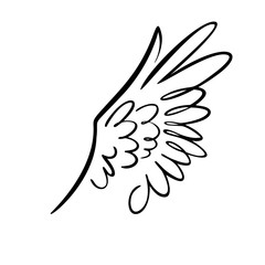 Vector illustration of Bird wing white feathers dove swan angel