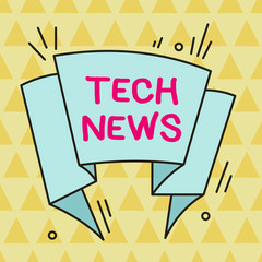 Writing note showing Tech News. Business concept for newly received or noteworthy information about technology Asymmetrical uneven shaped pattern object multicolour design