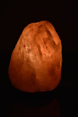 Himalaya Salt Lamp in the House Glowing in the Dark