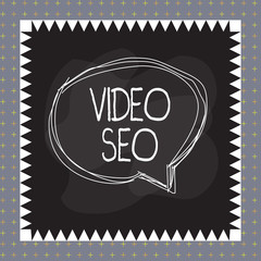 Word writing text Video Seo. Business photo showcasing the process of improving the ranking or visibility of a video Speaking bubble inside asymmetrical shaped object outline multicolor design