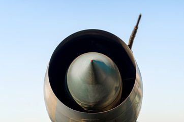 turbine old army military combat fighter plane close up